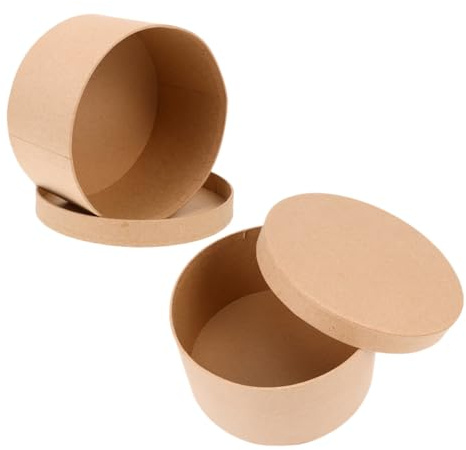 KOCKSHION Runde Geschenkboxen Minimalistisch und Geräumig 2 Stück mit Deckel aus Kraftpapier Keksdosen Vielseitig Verwendbare für Backen und Selbstgemacht Dekoration