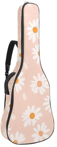 KengjuTesu 43 Zoll Akustikgitarre Softcase mit Rucksackgurt und 2 Taschen Little Daisy Pink Keine Polsterung Rucksack Wasserdicht Oxford Tuch Bassgitarre Gigbag für Konzertgitarre, Mehrfarbig 1