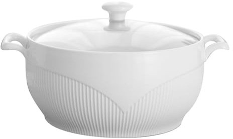Zuppiera in ceramica con coperchio in vetro, terrina da portata in porcellana per zuppa, zuppa, stufato, budino, noodle, zuppa, cereali, dessert, ciotola