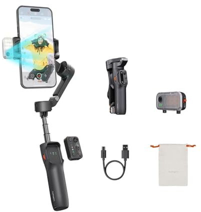 Hohem iSteady V3 Gimbal Stabilisateur, Suivi AI Magnétique, Télécommande Détachable, Gimbal 3 Axes pour Smartphone avec Tige Téléscopique Intégrée et Tripode (Noir)
