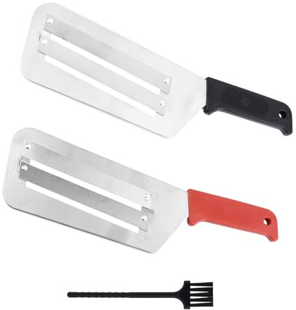 lasuroa 2pcs Cabbage Chopper Shredder, Stainless Steel Vegetable Slicer Cutter with Brush Kitchen Slaw Knife for Slicing Cabbage Lettuce Chopping Peeler Tool, Quick to Slice & Easy to Clean