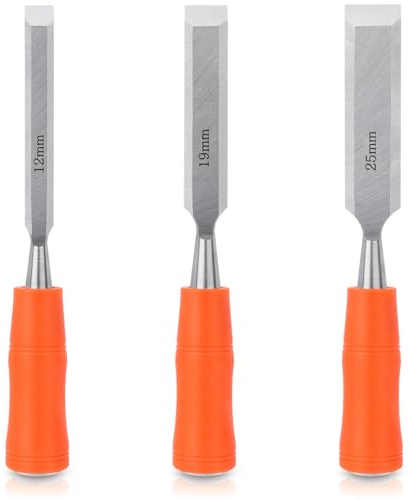 3-teilig Stechbeitel Set, Holzmeißel Stemmeisen Set für Holz für Holzbearbeitung Holz Beitel Tischler Werkzeug, Meißel Set Holzwerkzeug mit Scharfes Klinge Komfortabel Griff für Schreiner Zimmerer