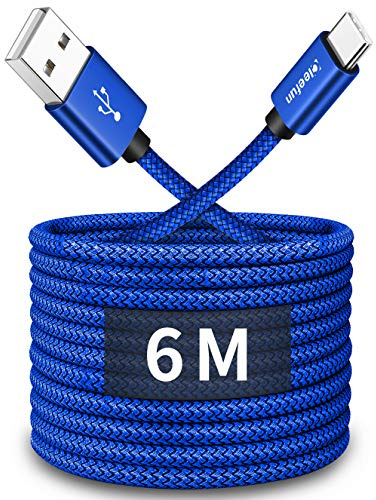 CLEEFUN USB C Cable 6m/20ft, Extra Long USB A to C PS5 Fast Charging Wire | Durable Braided Charger Lead for iPhone Air 17 16 15 Plus, Samsung S26 S25 S24 S23 S22-S10 Plus, Note 20, A20e A21s A51 A71