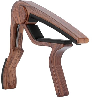 Guitar Capo for Acoustic and Electric Guitar, 6-String Bass and Ukulele - Professional Clip-On Capo with Easy Spring Handle, Universal Guitar Accessories (Redwood grain)