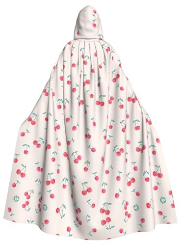 Uusnwaa Capa con capucha con estampado de cereza roja dulce, capa con capucha, capa medieval renacentista para hombres y mujeres, disfraz de Halloween