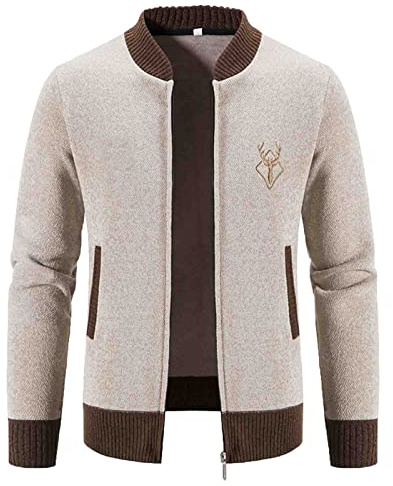 Generisch Trachtenjacke Herren - Trachten Strickjacken Langarm Freizeitjacke Sportlich V Ausschnitt Trachtenjanker Leicht Cardigan mit Taschen für Outdoor