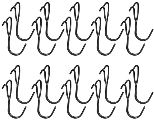 WEKADRIN Ganchos para Panel Perforado de Acero Inoxidable 20 Piezas Negras Doble Línea Reforzada Accesorios Multiusos para Colgar Herramientas Estanterías y Talleres