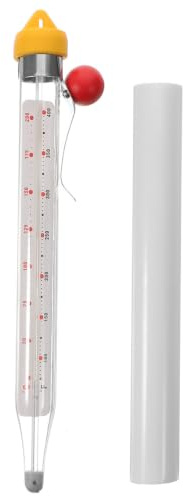 Garneck Zuckerthermometer aus Glas, Frittierthermometer mit Clip | Küchenthermometer für Zucker, Sirup, Karamell, Schokolade und Frittieren