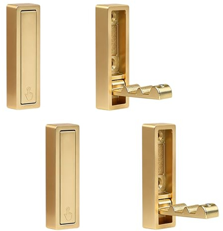 unbholkk Kleiderhaken Klappbar, 2 StüCk Square Klapphaken, Garderobenhaken, Kleiderhaken Wand Klappbar AufhäNgen FüR MäNteln, HandtüChern, RucksäCken, SchlüSsel (Gold)
