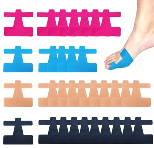 Beread 40 cintas de kinesiología para juanetes, cintas de fisioterapia Hallux Valgus para dedos y pies, cinta de kinesiología precortada para juanetes, apoyo eficaz y alivio del dolor de juanetes