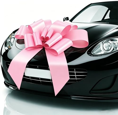 Gxdamxz Geschenkschleife Groß, 76cm Autoschleife, Riesige Schleife für Auto & Große Geschenke, Dekorative Schleife für Geburtstag, Jubiläum - Giant Pink Bow for Car