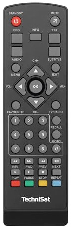TechniSat Telecomando di ricambio per HD-S 210/261 – Telecomando originale per ricevitore satellitare TechniSat HD- S 210 o 261, nero