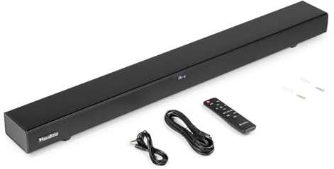 Audizio SB95 Soundbar für TV Geräte – Bluetooth 5.3, 120 Watt, HDMI ARC, Optisch, USB & AUX – Equalizer mit 3 Sound-Modi, TV Soundbar mit integriertem Subwoofer - Heimkino Soundsystem, 88cm - Schwarz | 120 W System 2.2 mit HDMI ARC, Bluetooth 5.3, USB und integriertem Dual-Woofer