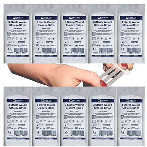 Sterile Deep Wound Closure Strips 6mm Thick First Aid Adhesive Stitches Sutures - 10 Packs