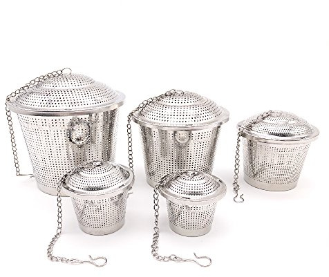 BITEYI Tee-ei Sieb Teesieb Edelstahl Ultrafeines Teefilter und Haken,für Losen Tee(5er-Set)
