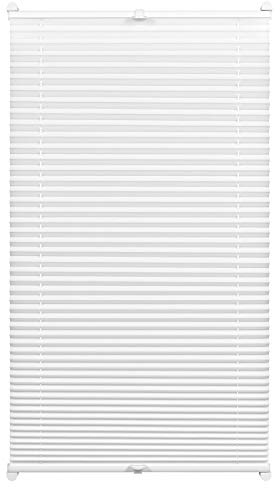 GARDINIA EASYFIX Plissee ohne Bohren, Zum Klemmen, Blickdichtes Falt-Rollo, Inkl. Aller Montage-Teile, 2 Bedienschienen, Weiß, 85 x 130 cm