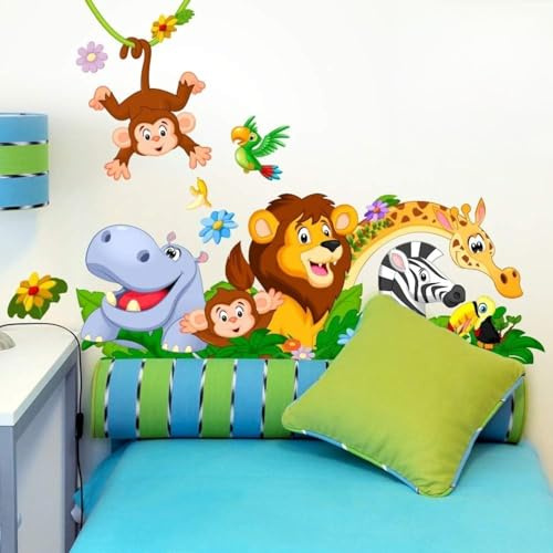 kina - Wandaufkleber Kinder Schlafzimmer Wanddekoration R00500 - Öko-Stoff, Umweltfreundlich, Repositionierbar, Streicheleffekt, Kindergarten - Grafik Zoo Dschungel und Messen 100x30 cm