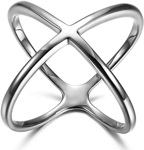 JewelryWe Schmuck Damen-Ring, Edelstahl Kreuz Infinity Unendlichkeit Zeichen Symbol Ring Verlobungsringe Trauringe Eheringe, Silber, Größe 52 bis 62