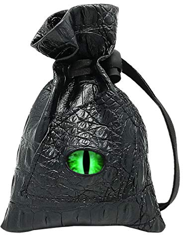 Haxtec Dragon Dice Bag, PU Leather Pouch with 3D Glass Dragon Eye