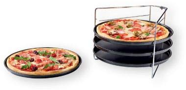 Zenker - Juego de moldes para pizza - 4 bandejas y 1 rejilla portaplatos - antiadherente