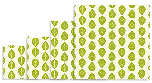 Nuts - Set di 4 salviette per piante vegane per alimenti, riutilizzabili, vegane, alternativa alla pellicola trasparente