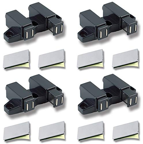 Push-to-Open Doppel-Türöffner für 2 Türen, automatischer magnetischer Druckverschluß | Tür Druckschnäpper Touch-Latch, Möbel-Schnäpper mit selbstklebendem Gegenstück, rechteckig (4 Stück)