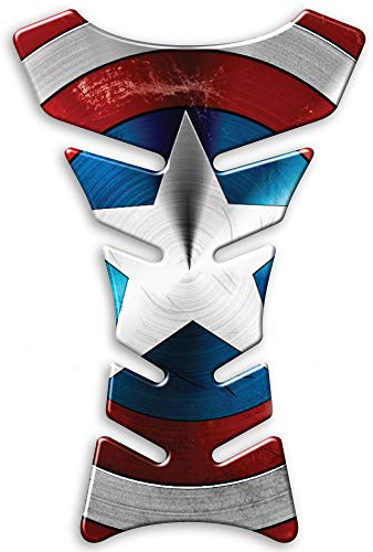 Paraserbatoio CAPITAN AMERICA Tank Pad Adesivo Resinato 3D Protezione Serbatoio compatibile con moto HONDA YAMAHA DUCATI APRILIA KAWASAKI - PV012