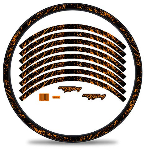 Finest Folia 16-delat set fälgkantsdekal klistermärke för cykelfälgar i racingdesign komplett set för 27 tum 29 tum för vägcykel mountainbike MTB balanscykel RX024 (neonorange, glans)