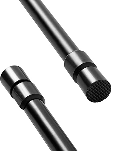 Metal Curtain Rod Extendable No Drilling Telescopic Curtain Pole Heavy Duty Adjustable Hanging Pole for Doorways Bathroom Shower Windows Black 105-190CM