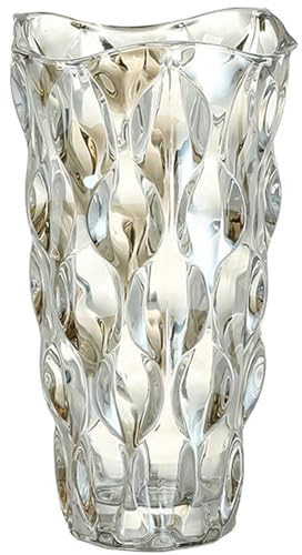 CEMABT 9.5inch 3.4 lb Glass Vases for Flowers Unbreakable Thickened Morden vase for Tables Centerpieces,Colorful,Vintage and Clear Rose Large Flower vases for Bouquet Unique Gifts（Champagne）