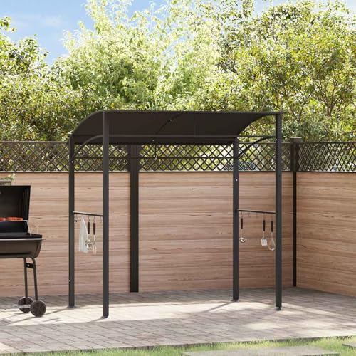 Homgoday Stabiler Grillpavillon Anthrazit | Stahl & Polyester | 215x150x220cm | 10 Haken | Wetterfest Model48603