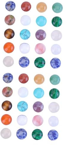 COHEALI 40 Stk Schmuck Zeit Accessoires Modestein-Cabochons Drachenauge Modepuppen Achat lose Edelsteinglas Zeitsteinzubehör zum Selbermachen Kuppel schmücken Patch Verstreute Perlen Baby