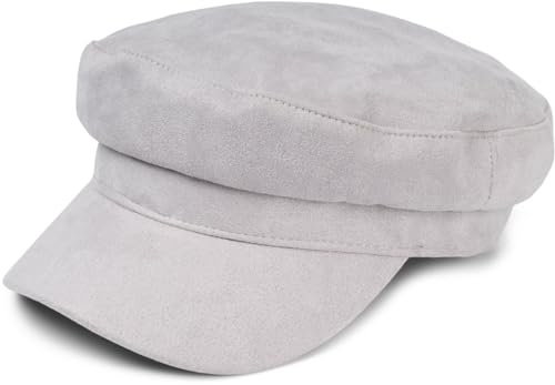 styleBREAKER Ballongmössa i mjukt mocka, spetskeps, bakerboy keps, Newsboy Cap 04023091, Ljusgrå, one size