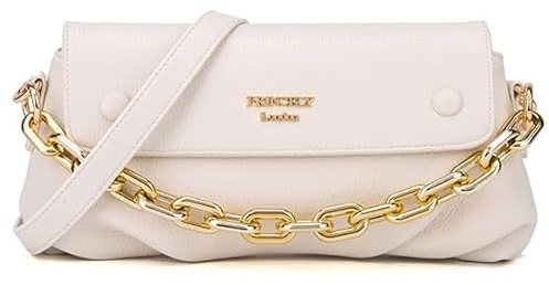 Princely London Schultertasche Laura Weiß – Elegante Umhängetasche aus Hochwertigem Veganem Leder – Perfekt für Alltag, Büro und besondere Anlässe