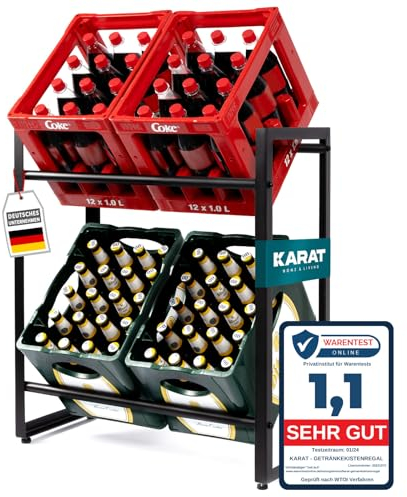 KARAT Getränkekistenregal für 4 Kisten - stabiles & platzsparendes Getränkeregal inkl. Montagematerial - Kistenregal aus Metall - Lagerregal für Getränke - Kenji