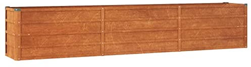 Makastle Jardiniere sur Pieds, Espace Potager sur Pied Jardinage Exterieur Jardin et Balcon, boîtes de Jardin, Lit de Jardin Surélevé, Potager de Jardin Surélevé, rouillé 240x40x45 cm Acier corten