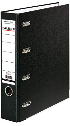 Original Falken 10er Pack PP Kunststoff-Doppelordner. Made in Germany. 7 cm breit schwarz für 2x DIN A5 quer Ablage mit Wechselfenster Kontoauszug-Ordner Ringordner Aktenordner Briefordner Büroordner