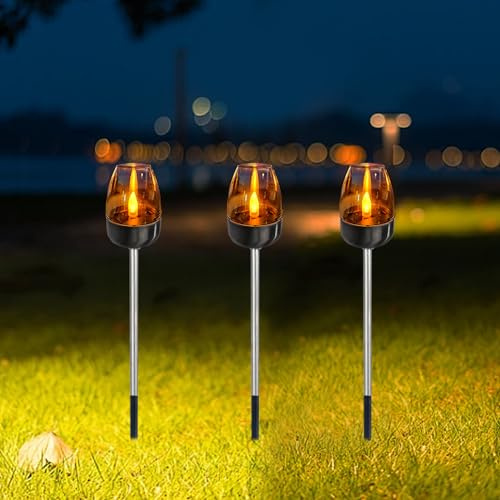 Lanterne Funéraire LED Solaire, Lanterne de Tombe Bougies LED, Bougie Solaire étanche Sans Flamme, Bougie de Cimetière étanche avec Effet Scintillant Réaliste (B)