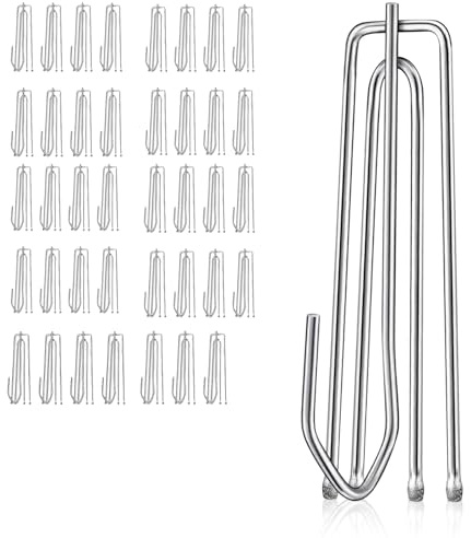 GANILITY 40 Stück Vorhanghaken Metall Gardinen Haken, Gardinen Haken zum Einhängen, Gardinenhaken Metall, Curtain Hooks, für Vorhänge und Vorhangringe
