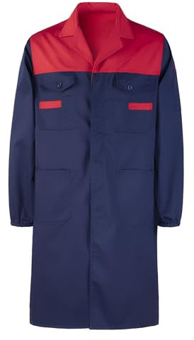 Oralidera Camice da Laboratorio da Uomo Blu da Lavoro Camicia Meccanico Manica Lunga Camice da Officina Giacca da Lavoro, Rosso, L