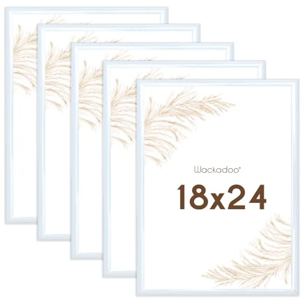 Wackadoo Bilderrahmen 18x24 Weiß 5er Set Fotowand Fotorahmen aus leichtem Kunststoff mit Glas Picture frame Poster