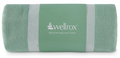 Wellrox Microfiber Yoga Mat Towel with Grip – Ultra Absorbent, Super Soft, and Quick Dry Hot Yoga Towel Non Slip for Pilates, Bikram, and Fitness Workouts (74” x 26”, Green)