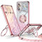 XYZ for Samsung Galaxy S24 Case with Stand, Soft Cute Luxury Love Heart with Lanyard for Women Girls, Double Ring Bling Glitter Clear Protective Phone Cover Case for Samsung Galaxy S24 - Pink