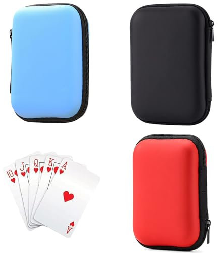 ARROMI 3 Stück Spielkarten Box, Spielkarten Etui, Spielkarten Aufbewahrung, Langlebig Kartenbox Spielkarten für die Lagerung von Spielkarten, Spielkarten aufbewahrung (Rot Schwarz Blau)