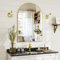 BEAUTYPEAK Espejo de pared arco con oro, 61 x 91 cm, marco de aleación de aluminio irrompible, espejo de baño, montaje en pared y fiable espejo de pared, adecuado para dormitorio, entrada, baño