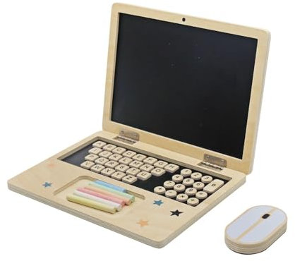 HYGRAD® Kids Chalkboard Laptop Toy Wooden Magnetic Blackboard Toy In Laptop Shape Pretend Play Early Years Development For Ages 3+