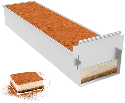 JTNero Stampo rettangolare Tiramisu | Stampo antiaderente in lega di alluminio 40/41 cm | teglia per mousse e cheesecake | facile da sformare