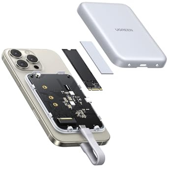 UGREEN Carcasa Magnética para SSD M.2 NVMe | para iPhone 16 15 Adaptador PCIe USB C 3.2 Gen 2x1 de 10Gbps para Disco Duro 2230 2242 2260 2280