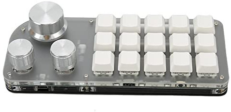 Locadence One Handed Mechanical Keyboard, 15 Keys 3 Knobs RGB Programmable Mechanical Keyboard, Plug and Play Bluetooth Multifunctional Mini Gaming Keypad for Wins VISTA Linux OS X