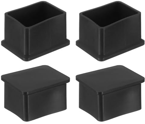 sourcing map Plastic Furniture Leg Caps, 4Pcs 40x30mm Rectangle Chair Leg Tips Caps, Furniture Foot End Caps Covers Floor Protectors for Table, Chair, Machinery Equipment Feet (Black)